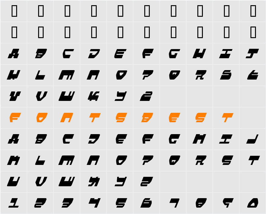 Loveladies Condensed Italic Character Map
