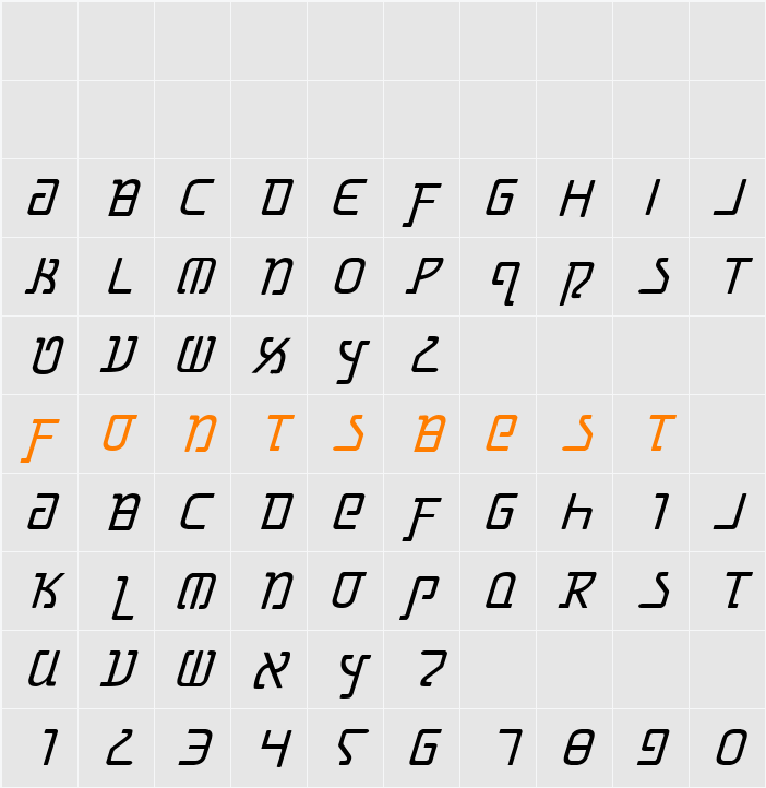 Grimlord Italic Character Map
