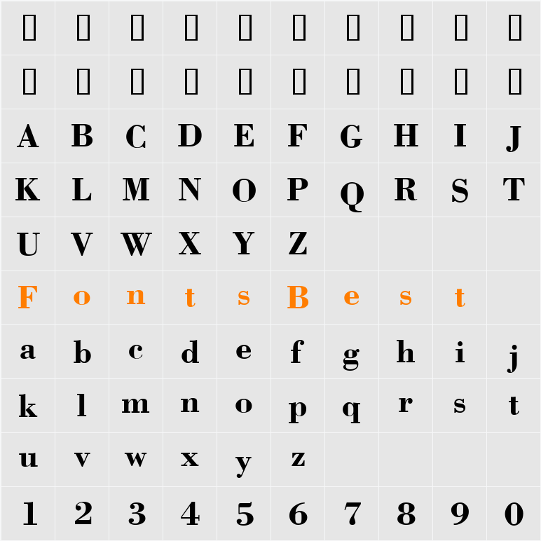 Bodoni ICG Character Map