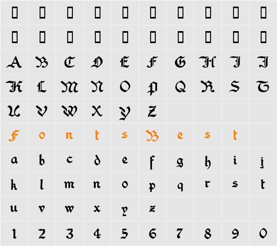Washington Text Character Map