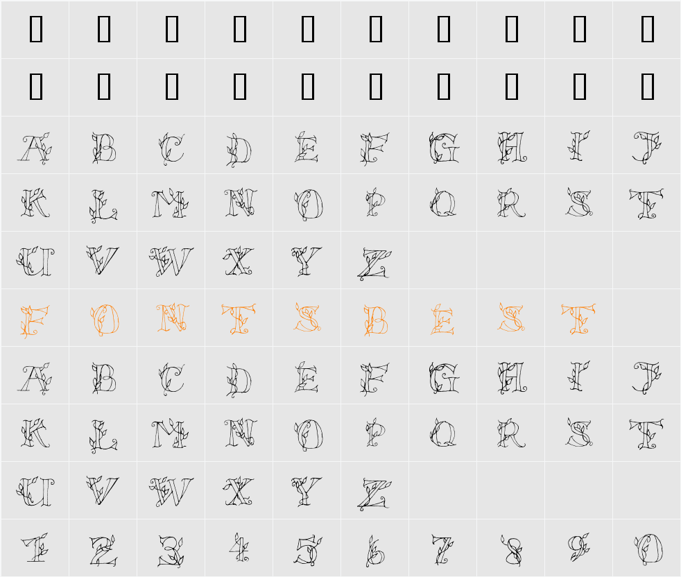 LSLeaves Character Map