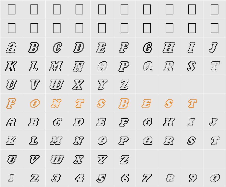 WoollyOutline Character Map