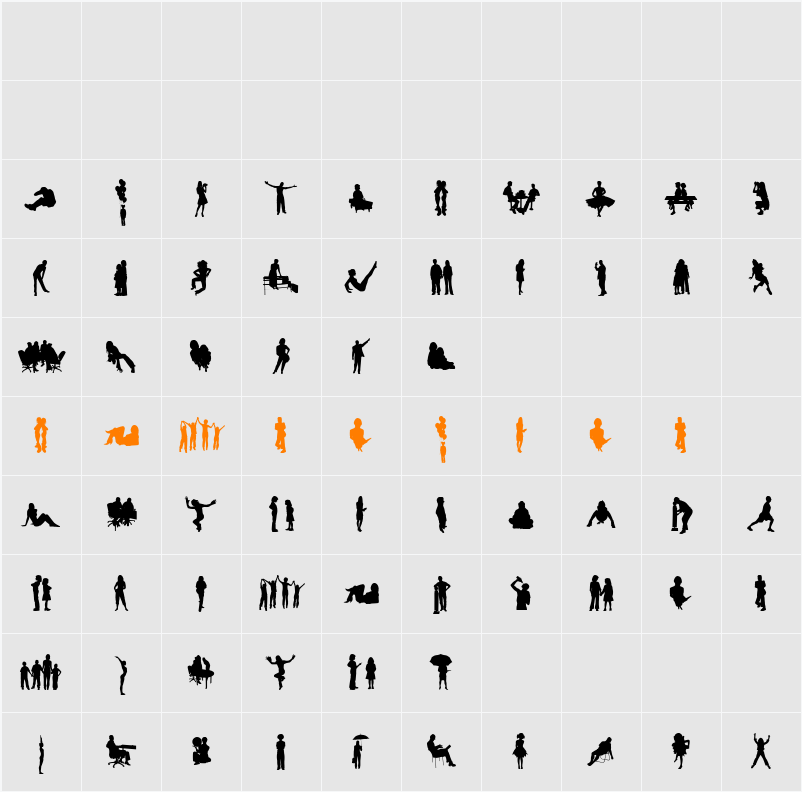 Human Silhouettes Free Four Character Map