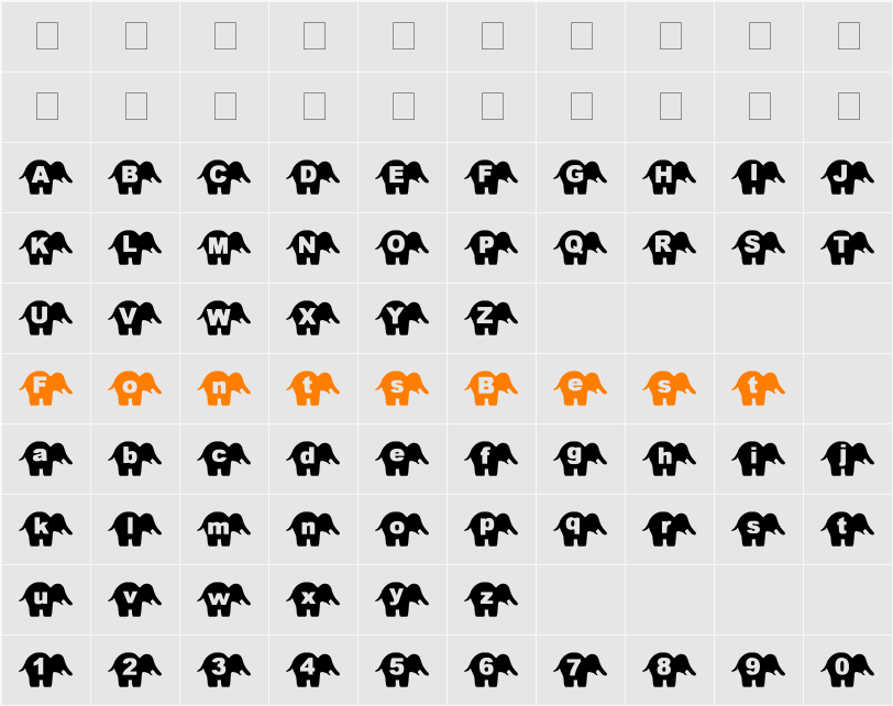 sbelephant Character Map