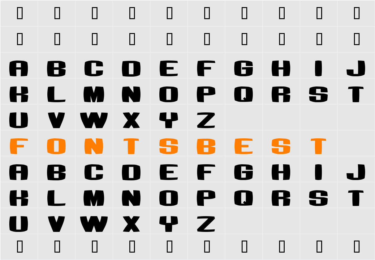 Bumbastika Character Map