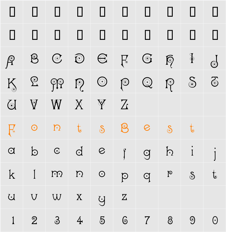 Kisstelle Character Map