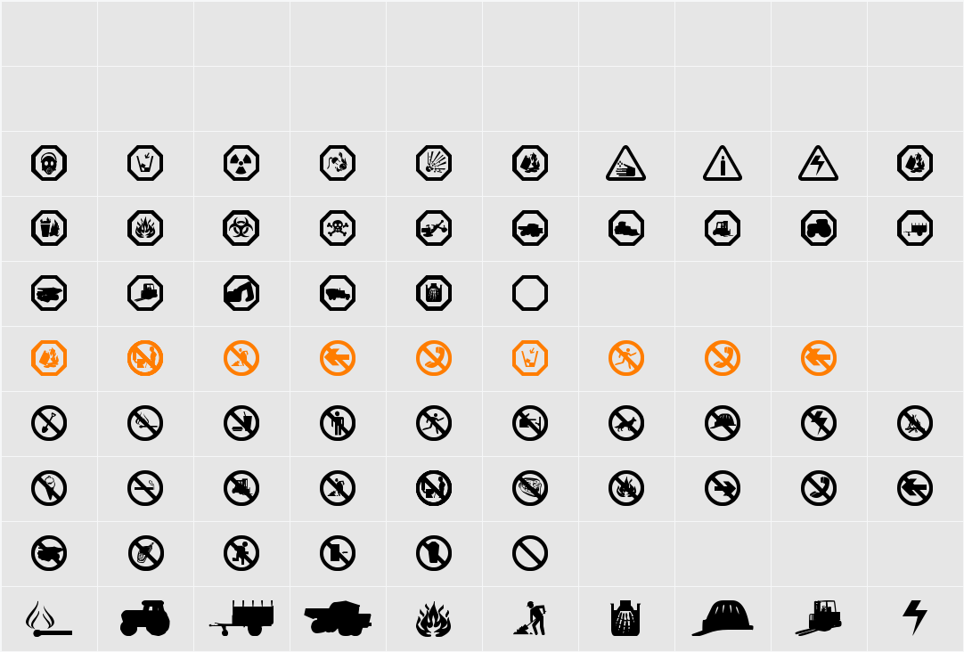 working signs tfb Character Map