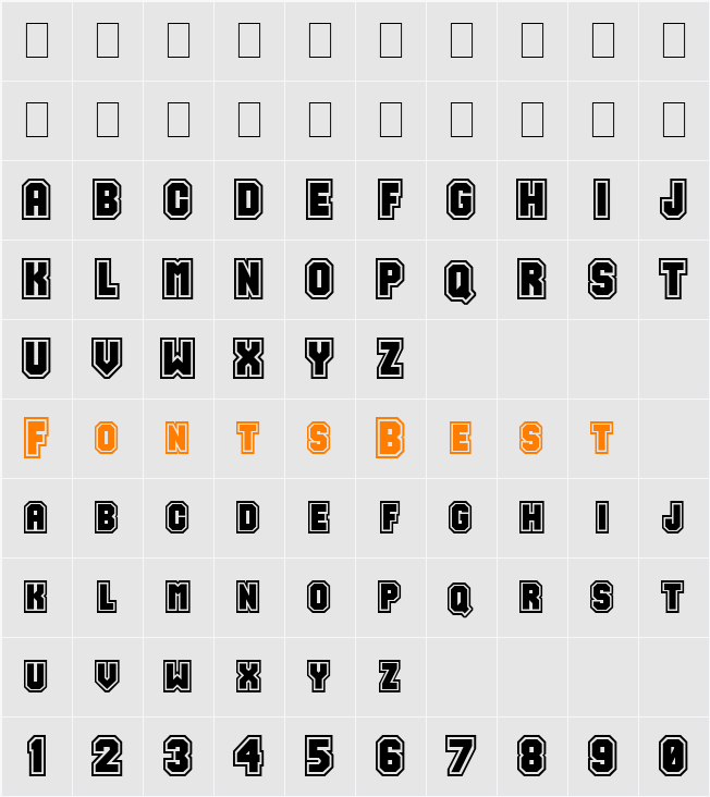 Varsity Character Map