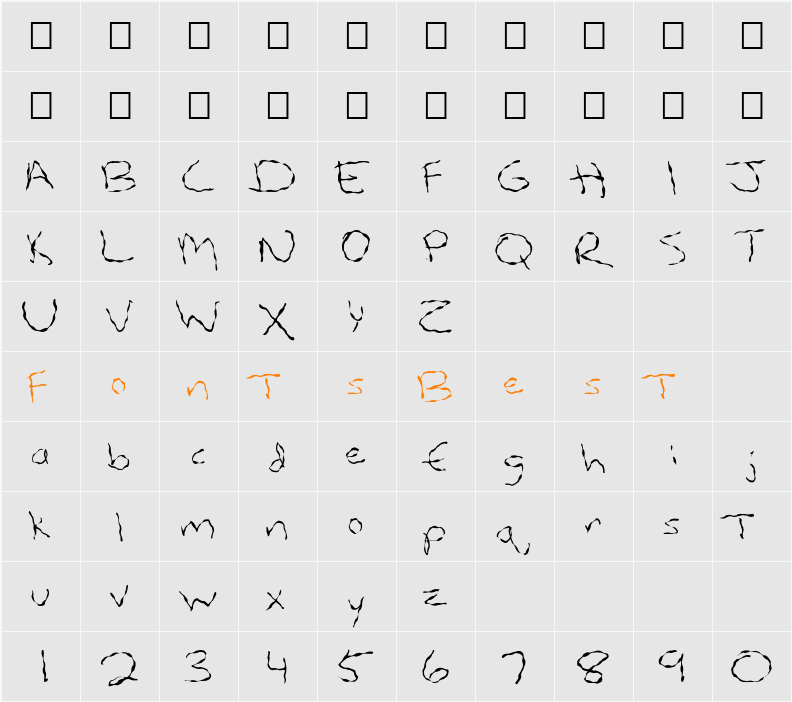 FZ HAND 12 WAVEY Character Map
