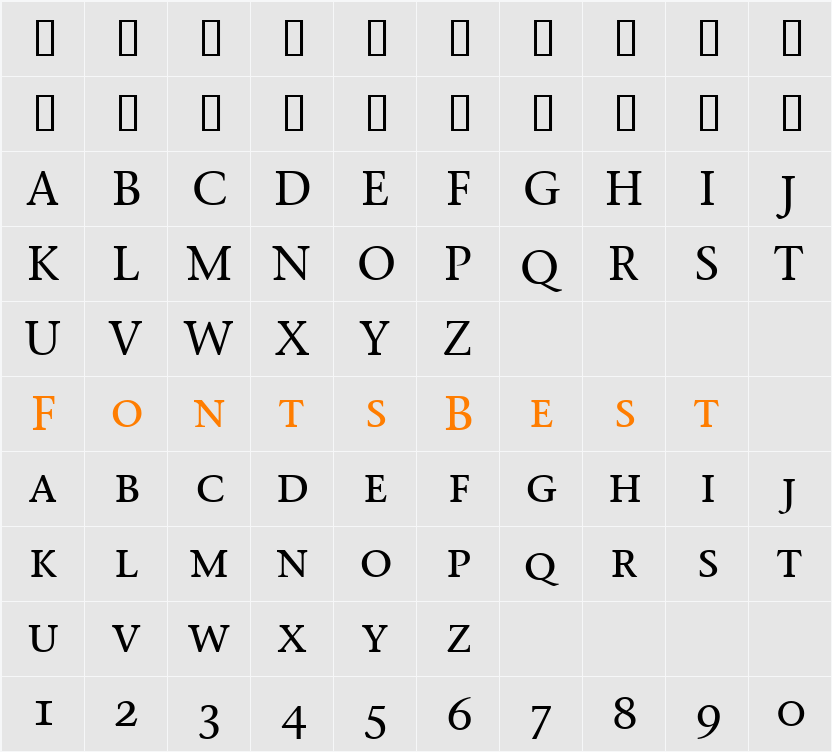 Stone Serif SC ITC TT Character Map