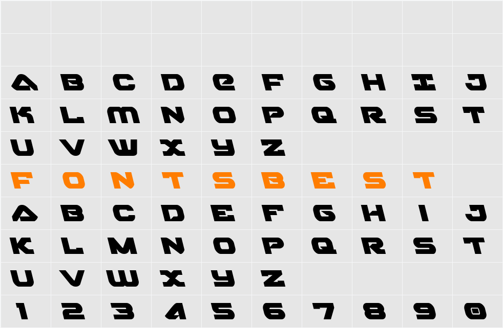 Skyhawk Leftalic Character Map