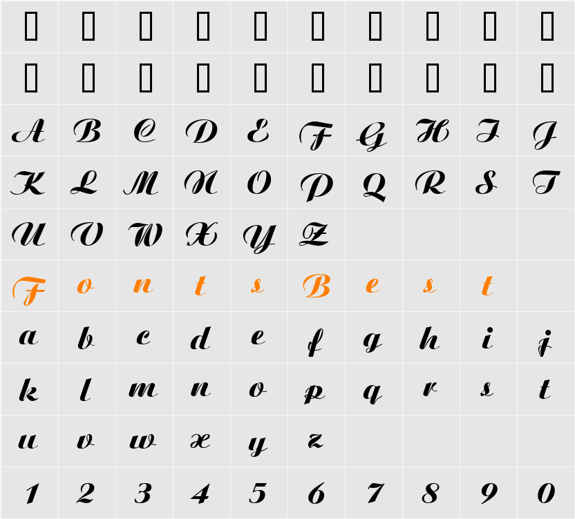 GE Arista Character Map