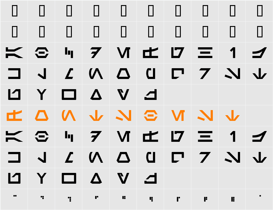 newAurabesh Character Map