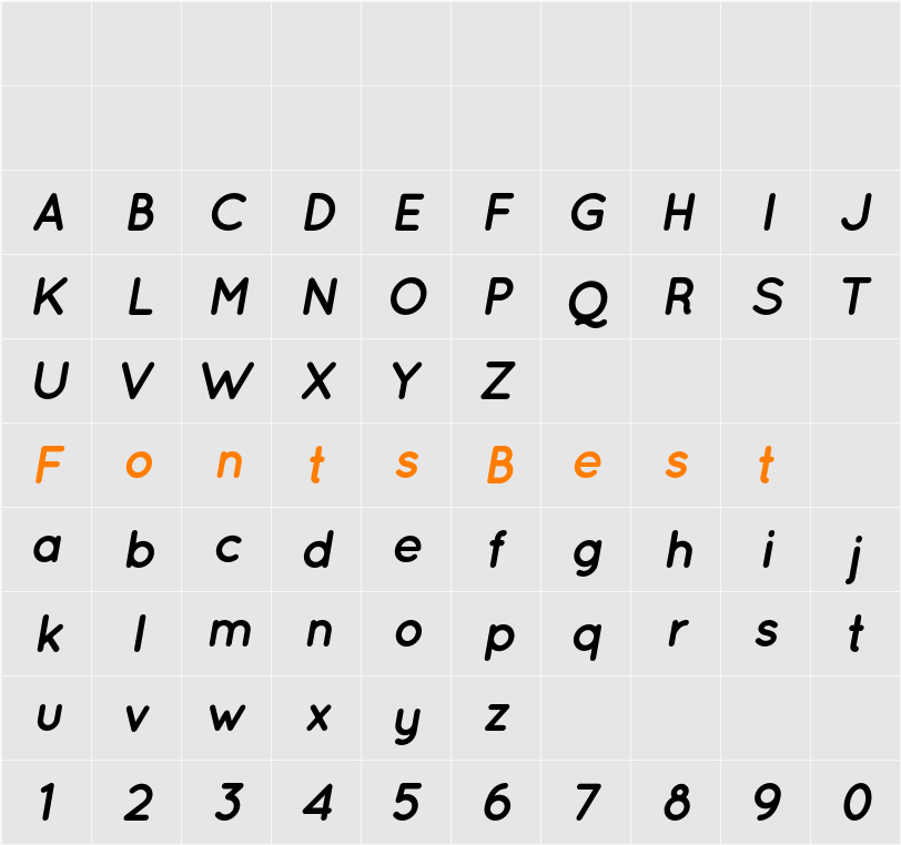 Quicksand Bold Oblique Character Map