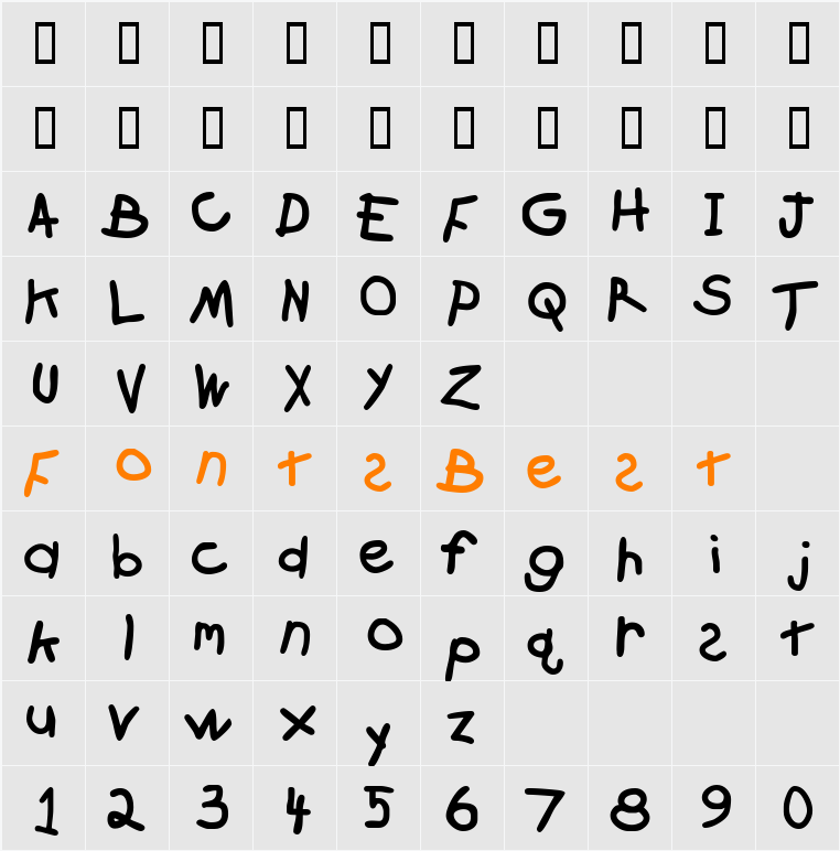 KidzOnlyTooSSK Character Map