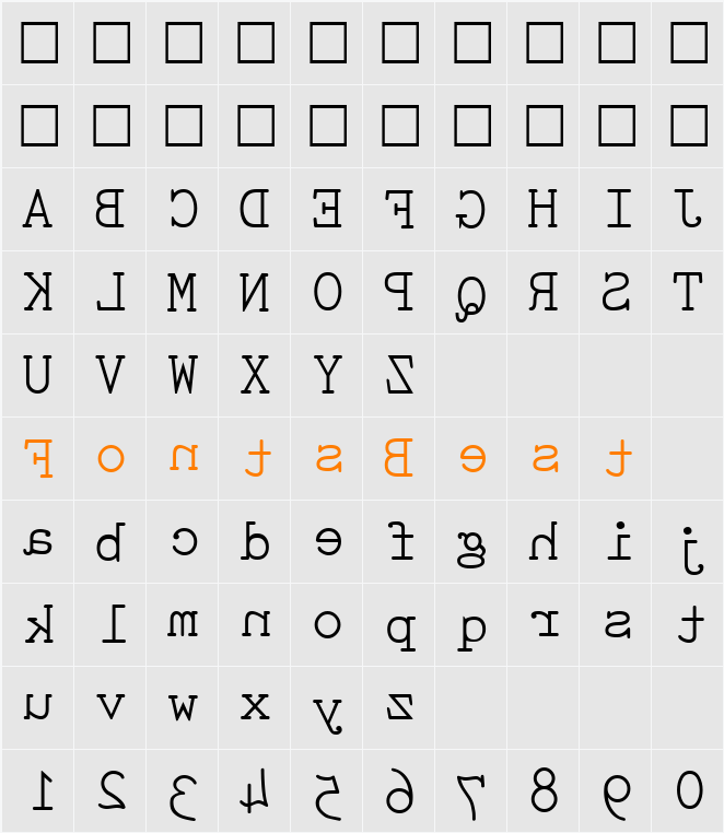 Sdrawkcab Character Map