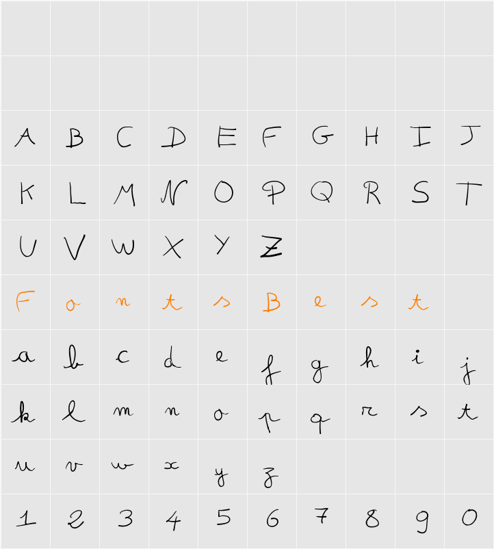 fredo manuscrite Character Map