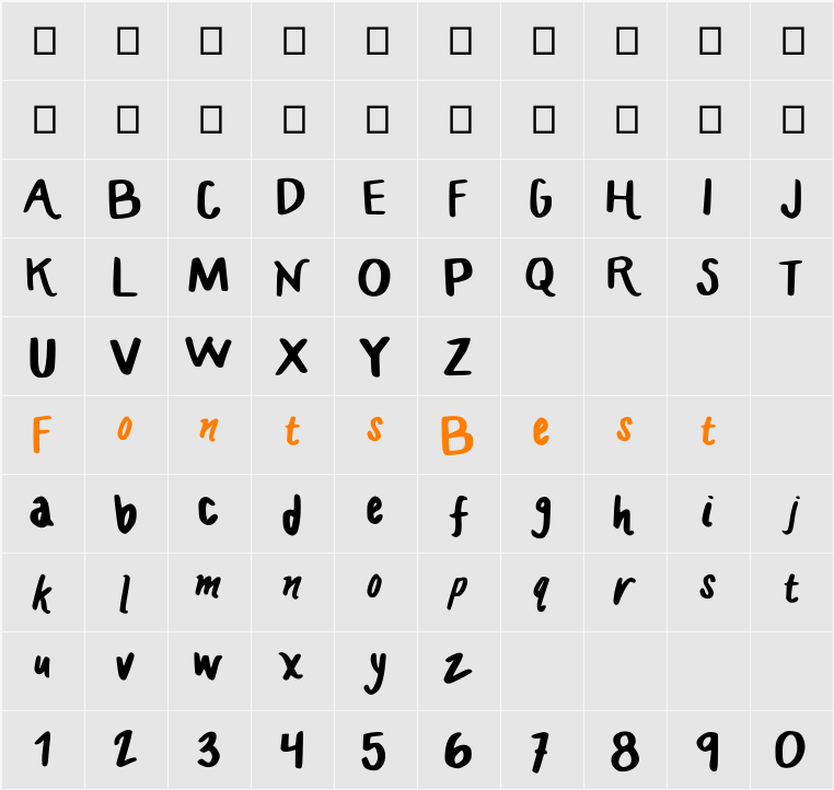 HANDCRAFTED_MADDY Character Map