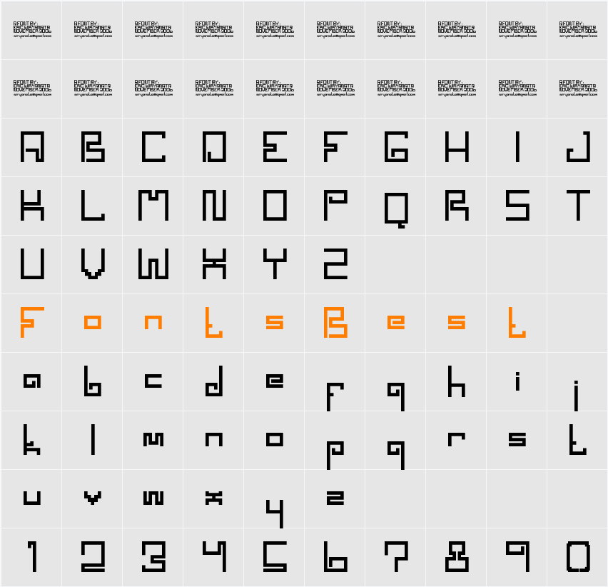 SPACEWORM Character Map