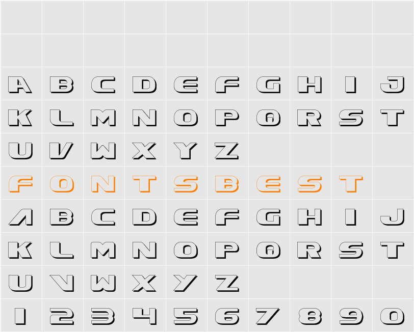 Xcelsion Shadow Character Map