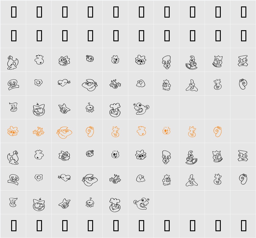 ZingDing Character Map