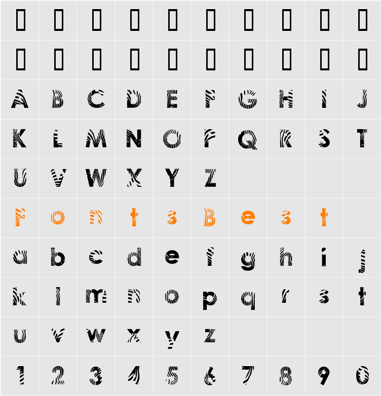 Zeebraa Character Map