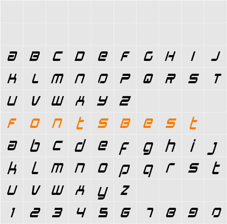 Star Eagle Condensed Italic Character Map