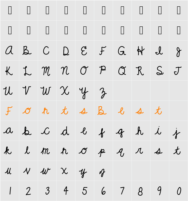 KBGrandeur Character Map