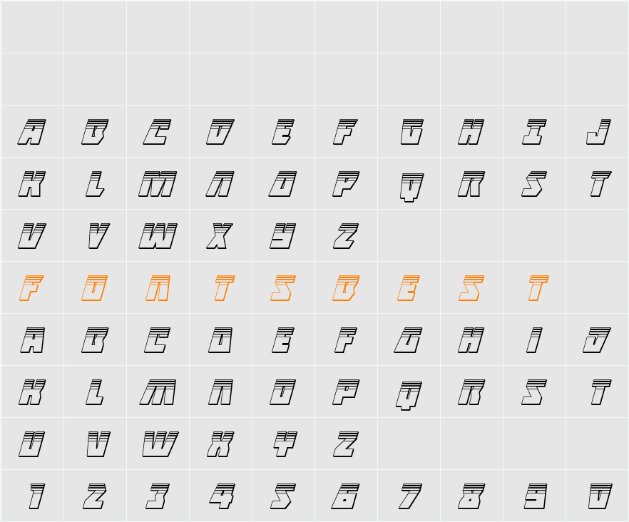 Halfshell Hero Platinum Italic Character Map