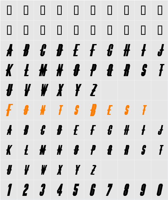 ThornsExtended Character Map