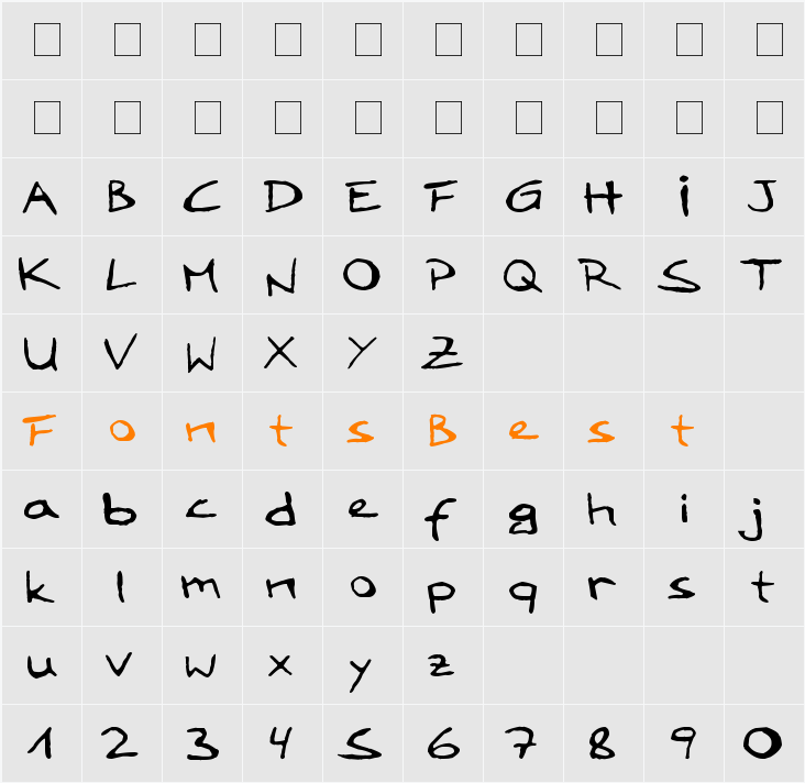 LoddyFont Character Map
