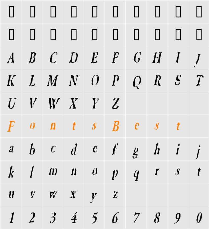 GhostTownCondensed Character Map