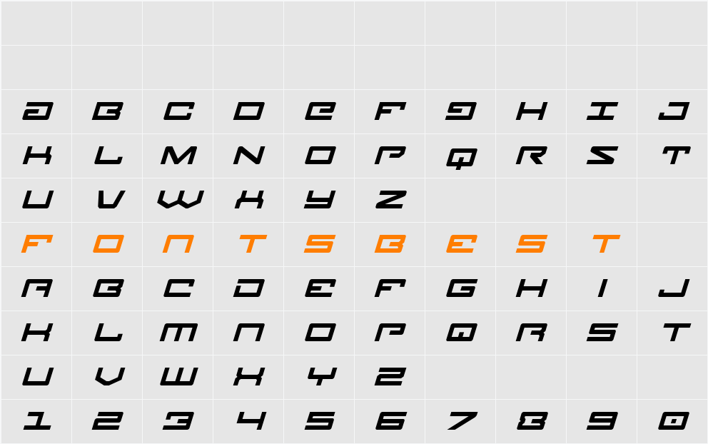 Legion Bold Italic Character Map