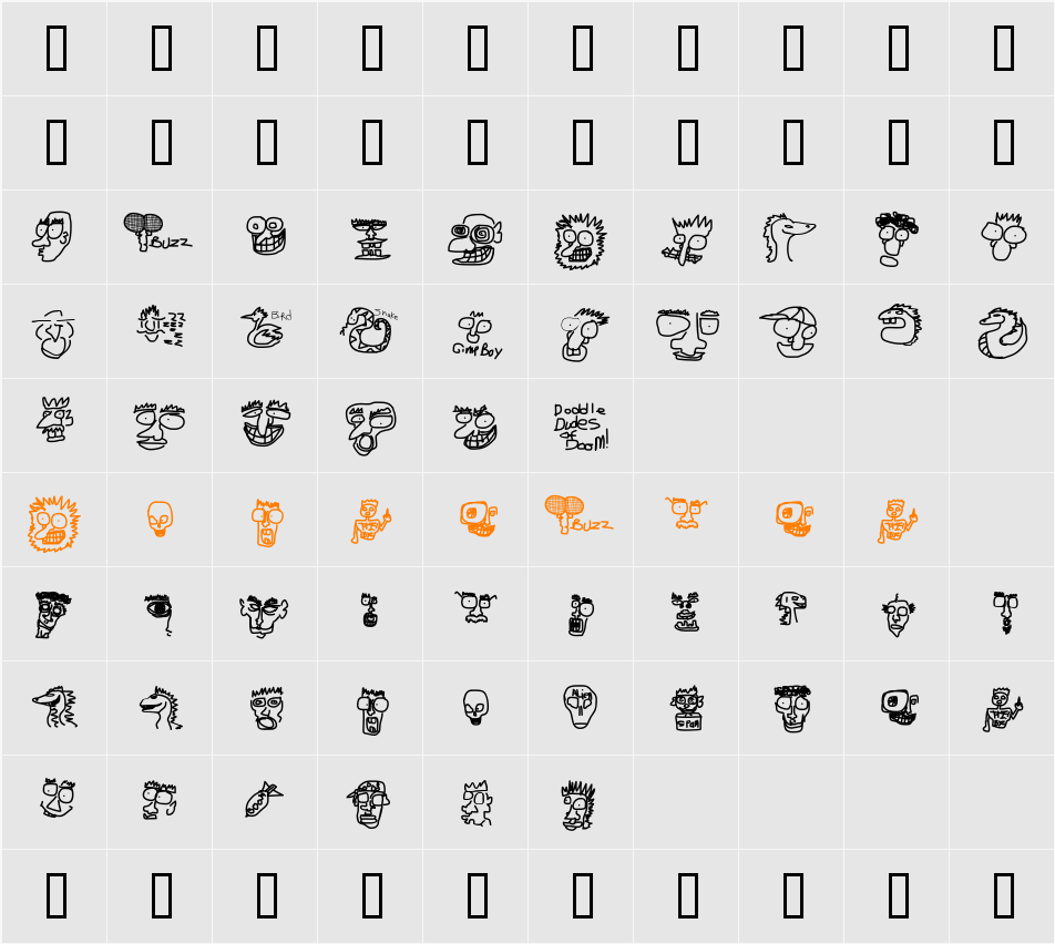 Doodle Dudes of Doom Character Map