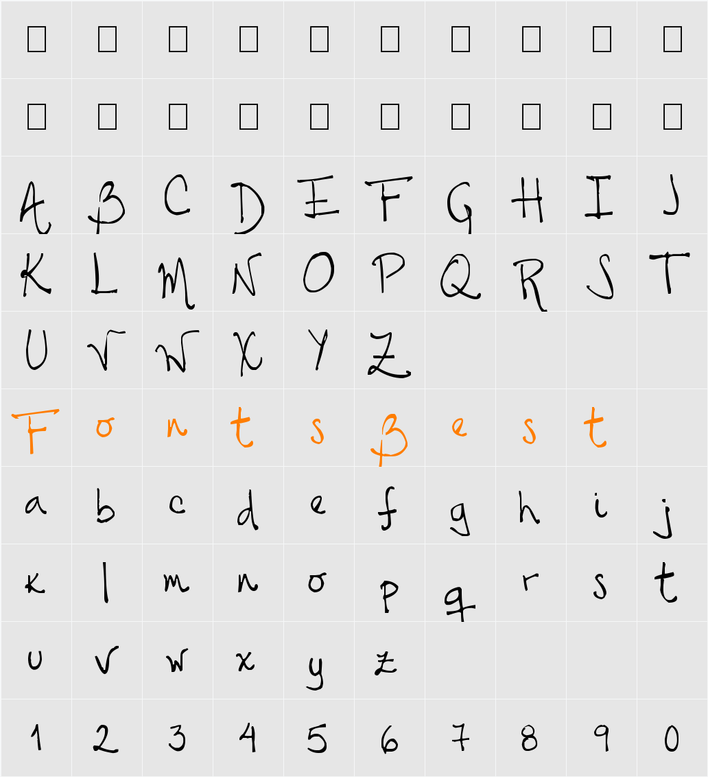 Tehzeta Character Map
