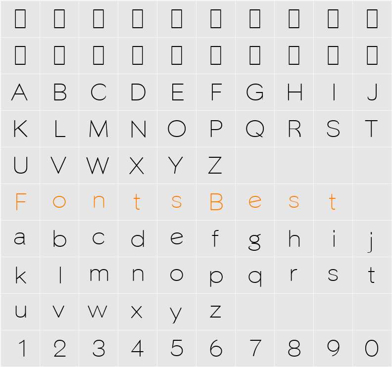 Phinster Fine Character Map