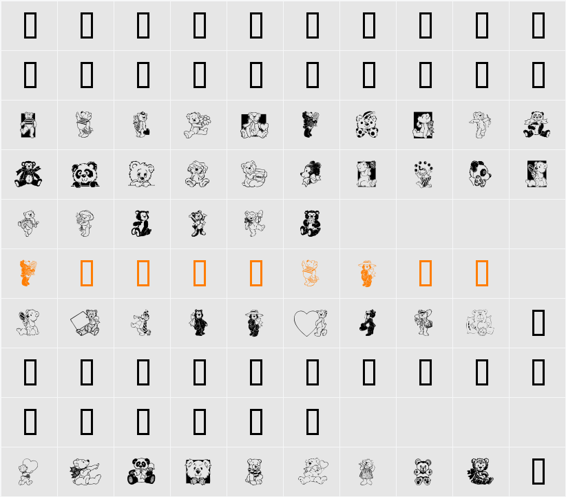 Teddyber V1.2 Character Map