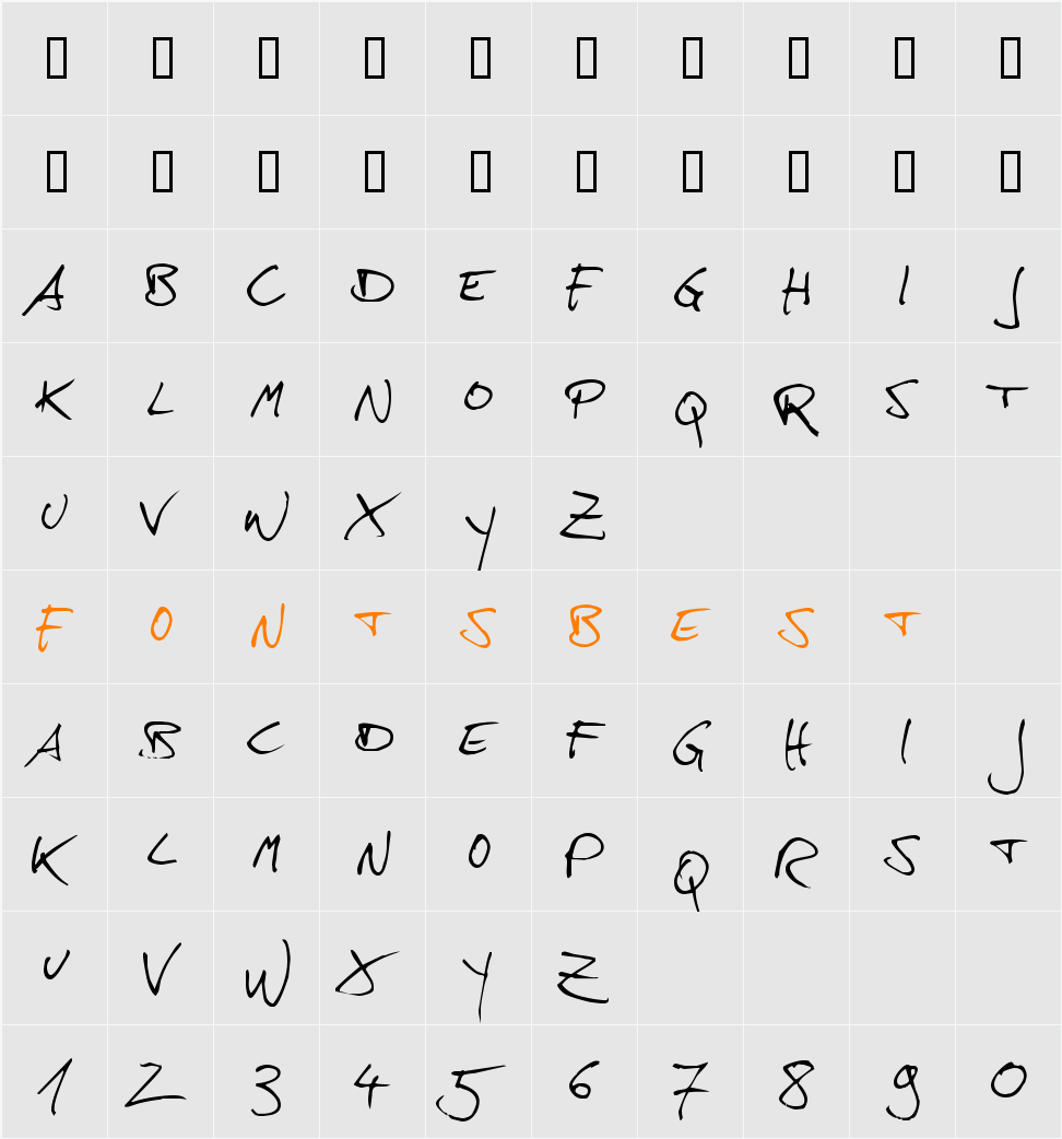 hans hand Character Map