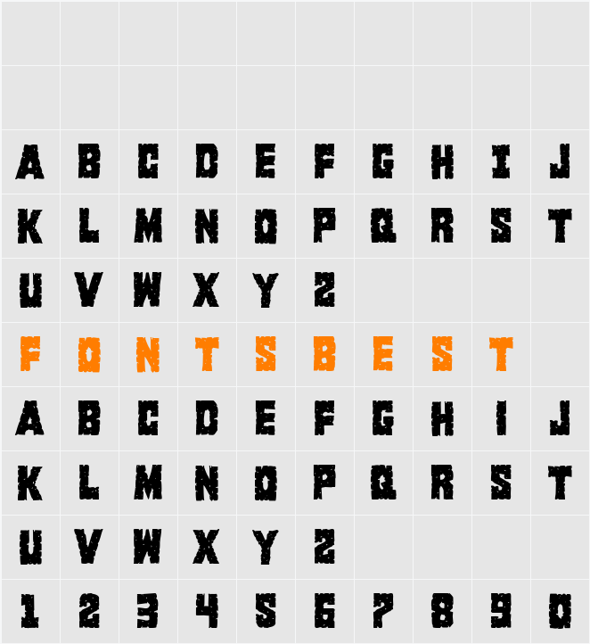 King Commando Condensed Character Map