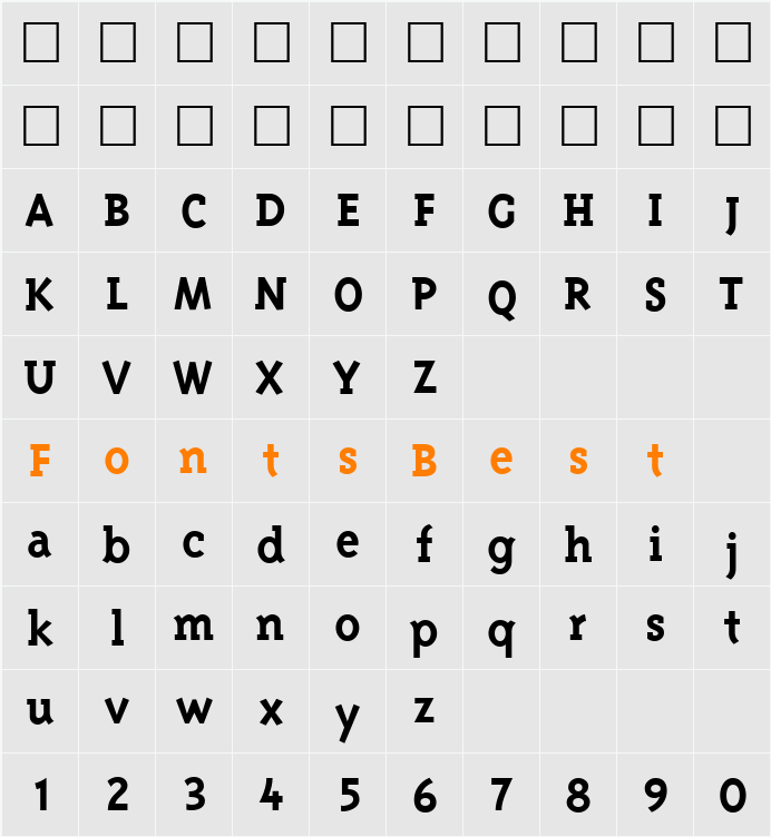 TriplexSerifBoldLining Character Map