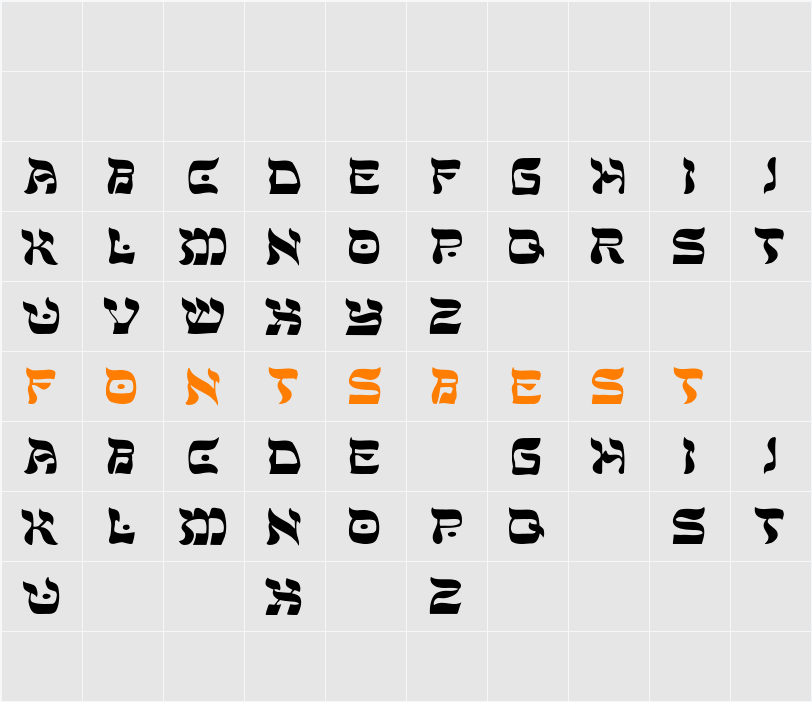 Shalom-Light Character Map