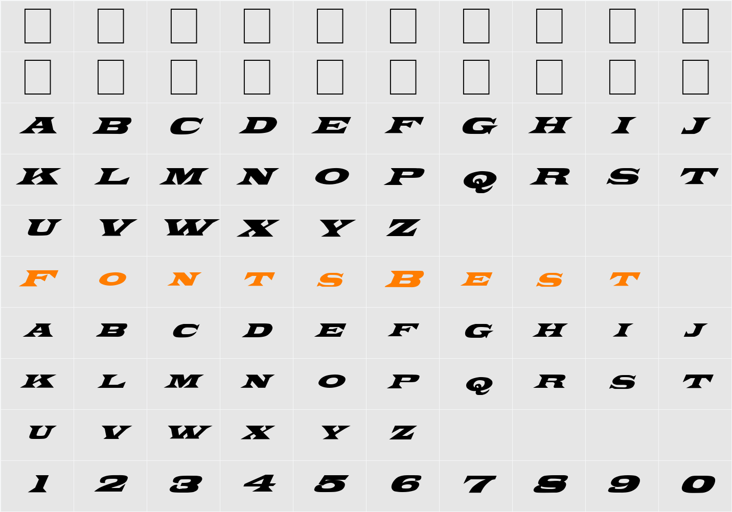 FZ JAZZY 26 ITALIC Character Map