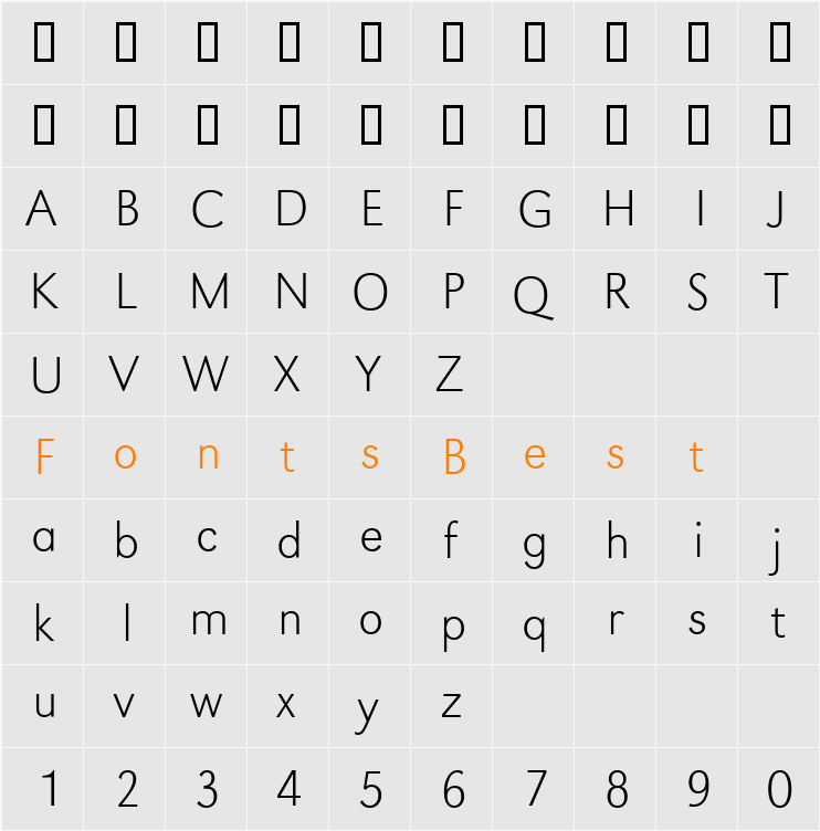 GroteskStd-Xlight Character Map
