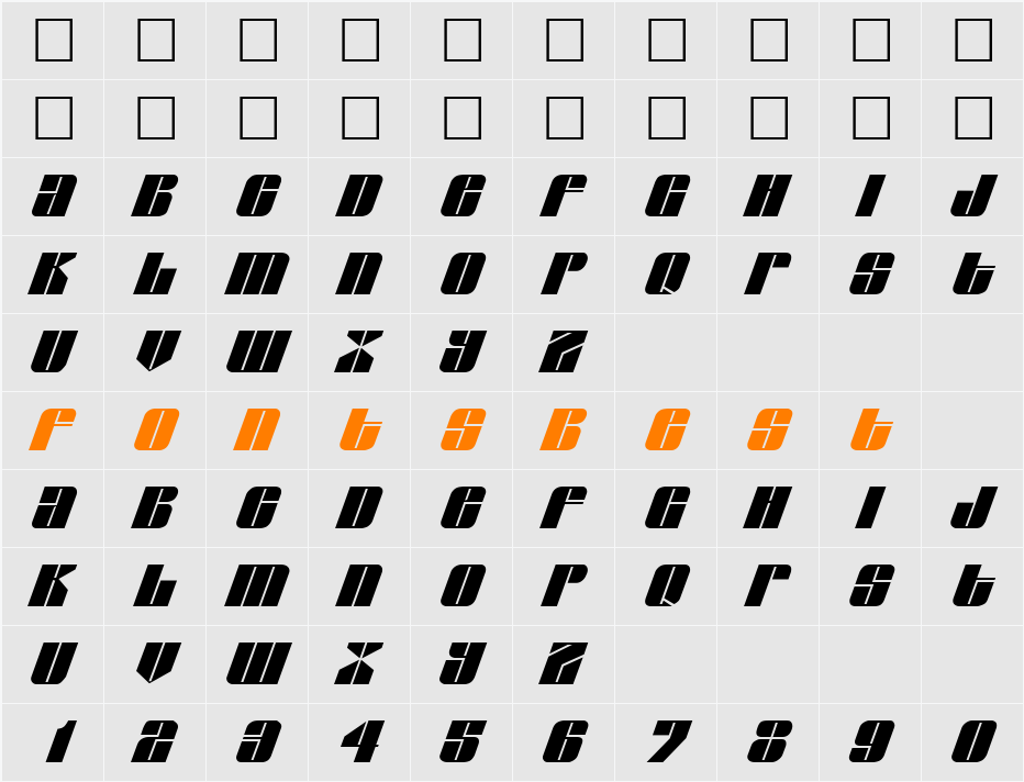 Greyhound SF Character Map