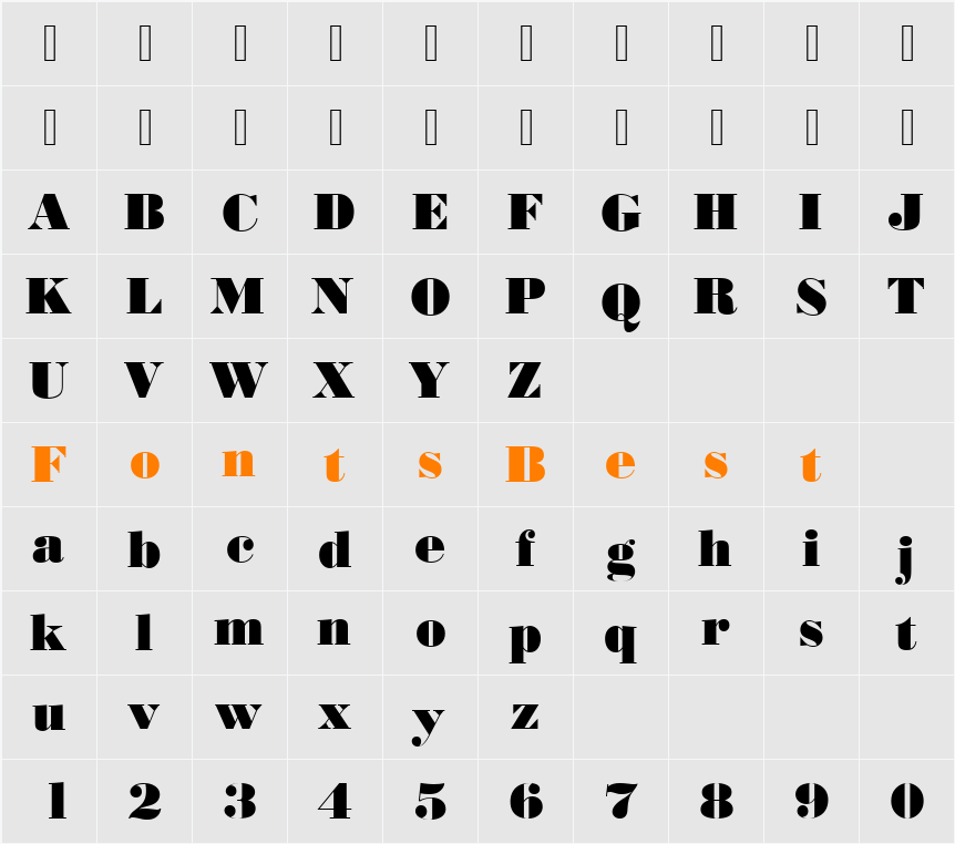 Bodoni Becker No2 Ultra Character Map