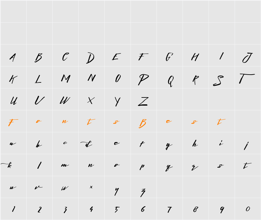 Lightening Free Font Character Map