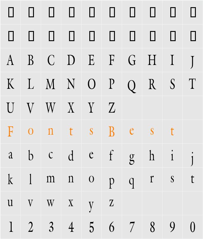 JoulliardCondensed Character Map