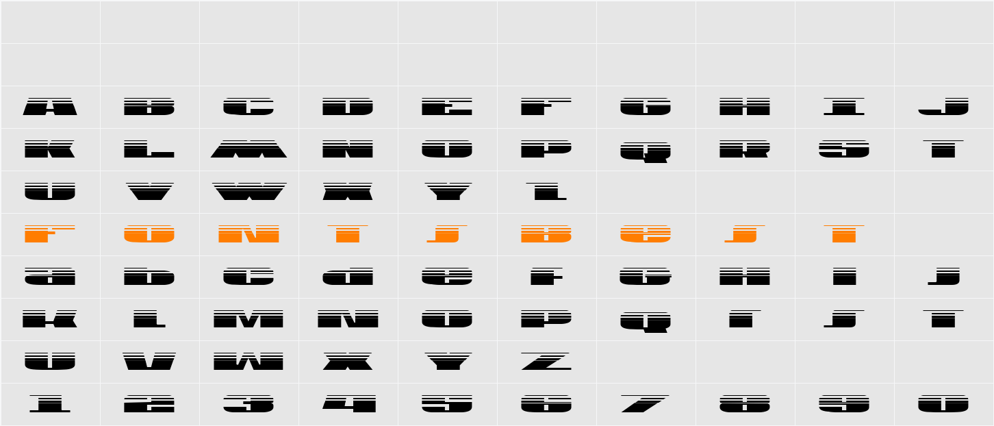 U.S.A. Gradient Character Map