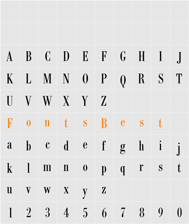 Bodoni BE Character Map