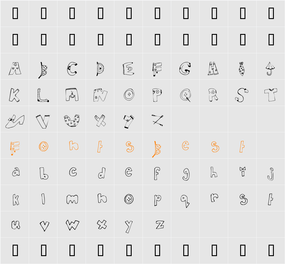 In My Closet Character Map